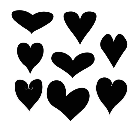 Vector heart collection. Set of outline hand drawn heart icon. Illustration for your graphic design.のイラスト素材