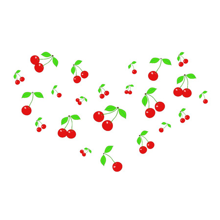 Pattern with cherries. - Illustration. Cherry, Berry Fruit, Foodのイラスト素材