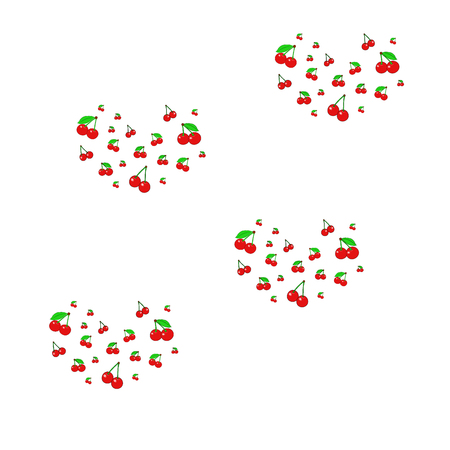 Pattern with cherries. - Illustration. Cherry, Berry Fruit, Foodのイラスト素材