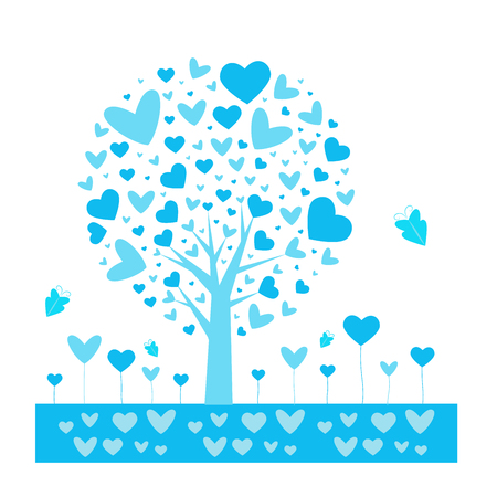 love. Valentine tree. leaf from hearts. Isolated on white background. Vector Illustrationのイラスト素材
