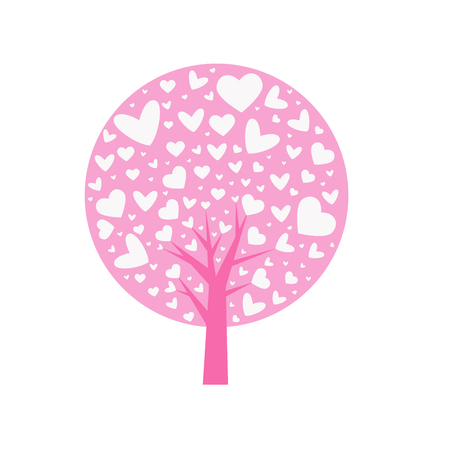 love. Valentine tree. leaf from hearts. Isolated on white background. Vector Illustrationのイラスト素材