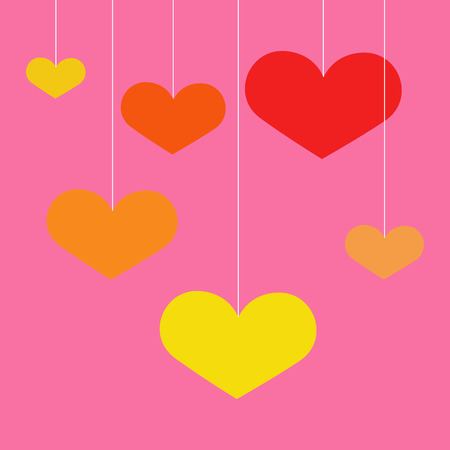 Lovely heart. heart shapes in different sizes and colors for Valentines Day background.のイラスト素材