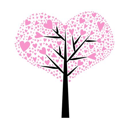 love. Valentine tree. leaf from hearts. Isolated on white background. Vector Illustrationのイラスト素材