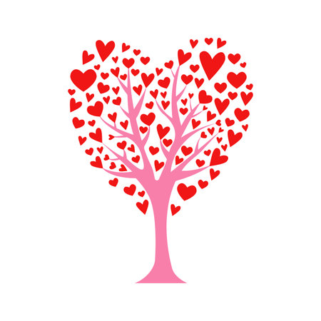 love. Valentine tree. leaf from hearts. Isolated on white background. Vector Illustrationのイラスト素材