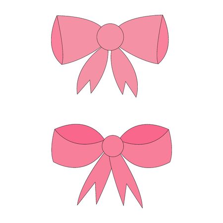 vector set colored ribbon accessory to birthday and holiday. Color bows. Sketch bow accessories hand drawn doodles tied ribbons.のイラスト素材