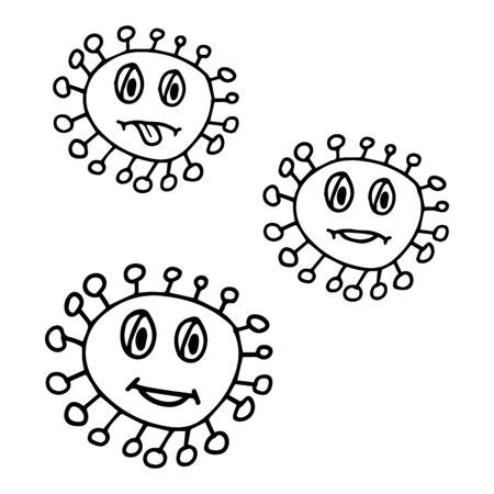 Hand drawn doodle illustration Vector Coronavirus element. Isolated on white background.のイラスト素材
