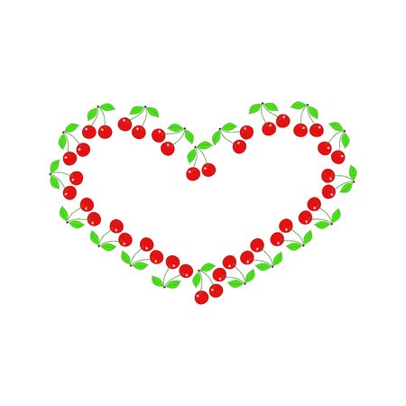 Vector heart with cherry of drawn heart icon. Illustration for your graphic design.のイラスト素材
