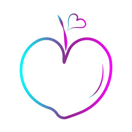 Vector heart Apple of outline hand drawn heart icon. Illustration for your graphic design.のイラスト素材
