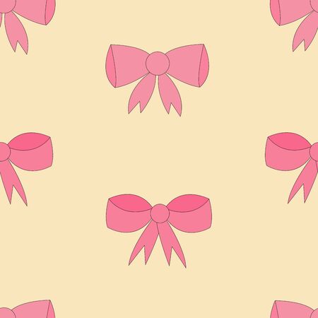 Beautiful seamless pattern made of ribbon bows. Endless texture for wedding, baby, birthday party. Vector design Modern pattern for surfaces.のイラスト素材