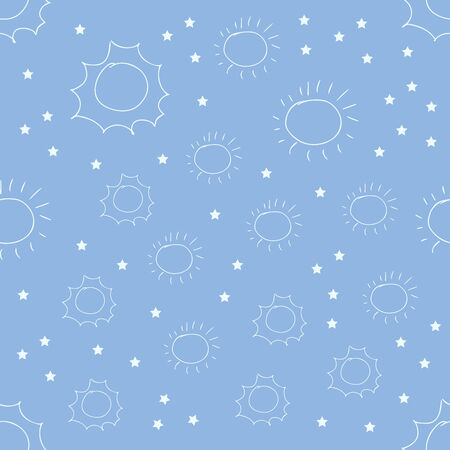 sun seamless pattern vector. Cartoon seamless pattern with sun. Cute vector colorful seamless pattern.のイラスト素材