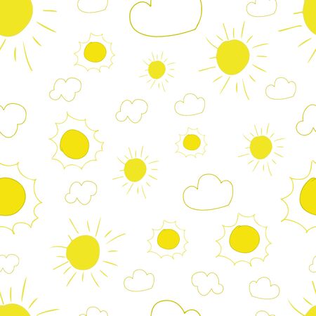 sun seamless pattern vector. Cartoon seamless pattern with sun. Cute vector colorful seamless pattern.のイラスト素材