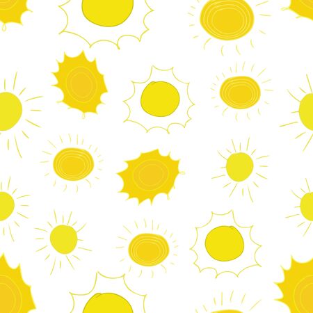sun seamless pattern vector. Cartoon seamless pattern with sun. Cute vector colorful seamless pattern.のイラスト素材