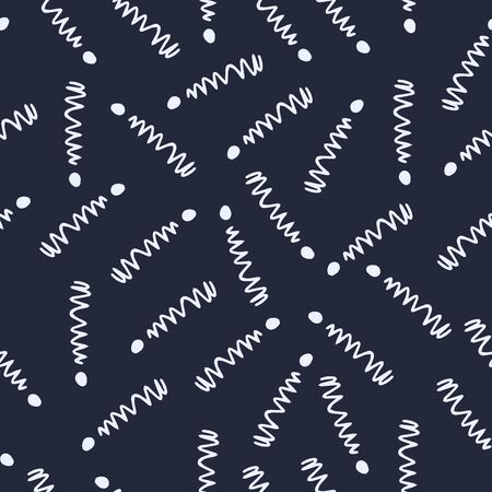 Exclamation mark seamless pattern on white background. Hand drawn vector elements.Vector sketch question marks backgroundのイラスト素材
