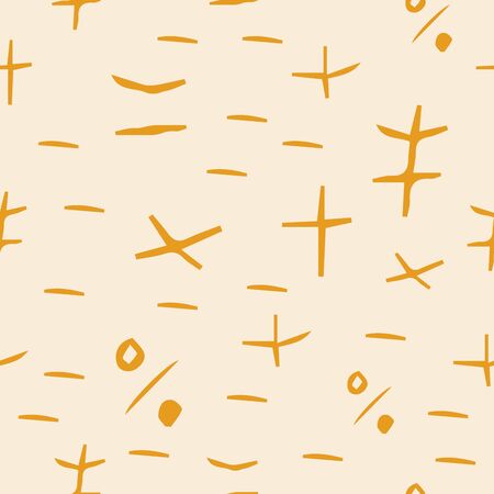 Mathematics geometric seamless pattern. Background from minus, plus, equal, not equal, division, multiplication, percentのイラスト素材