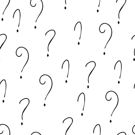 Question mark vector seamless pattern. Hand drawn sketch. FAQ button. Asking questions. Ask for helpのイラスト素材