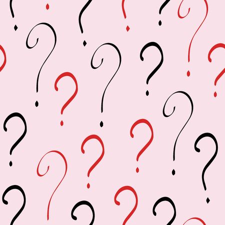 Question mark vector seamless pattern. Hand drawn sketch. FAQ button. Asking questions. Ask for helpのイラスト素材