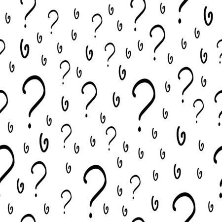 Question mark vector seamless pattern. Hand drawn sketch. FAQ button. Asking questions. Ask for helpのイラスト素材