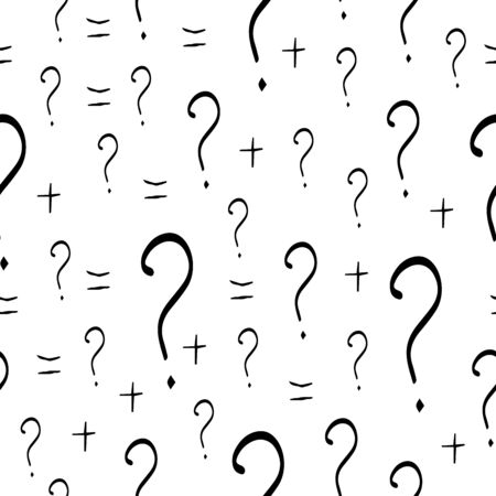 Question mark vector seamless pattern. Hand drawn sketch. FAQ button. Asking questions. Ask for helpのイラスト素材