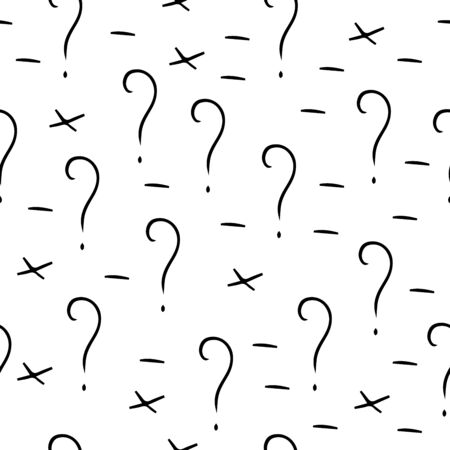 Question mark vector seamless pattern. Hand drawn sketch. FAQ button. Asking questions. Ask for helpのイラスト素材