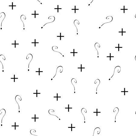 Question mark vector seamless pattern. Hand drawn sketch. FAQ button. Asking questions. Ask for help