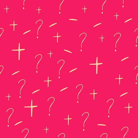 Question mark vector seamless pattern. Hand drawn sketch. FAQ button. Asking questions. Ask for helpのイラスト素材