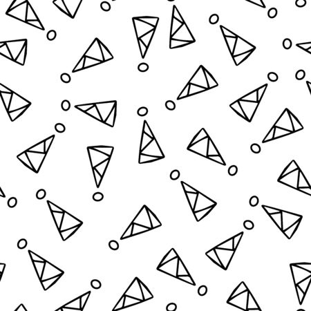 Exclamation mark seamless pattern on white background. Hand drawn vector elements.Vector sketch question marks backgroundのイラスト素材