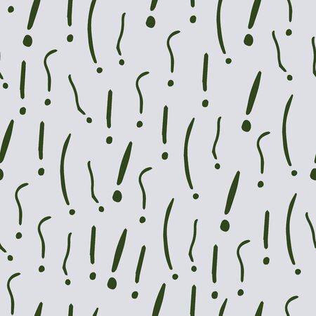 Exclamation mark seamless pattern on white background. Hand drawn vector elements.Vector sketch question marks backgroundのイラスト素材