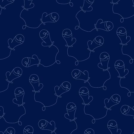 Cute winter Christmas seamless pattern with hand drawn mittens. New Year holiday kids texture for textile, wrapping paper, wallpaper, new year decorのイラスト素材