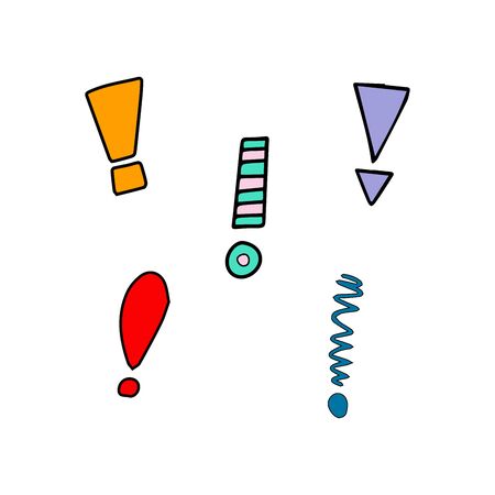Vector illustration Hand drawn question mark and exclamation point. Question mark and exclamation point isolated on white.のイラスト素材
