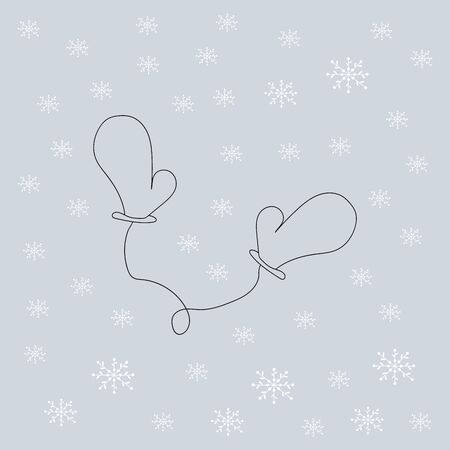 Doodle illustration Winter mittens for children or adults. Symbol of celebration and comfort. Vector illustration New Year Christmas Cozy Homeのイラスト素材