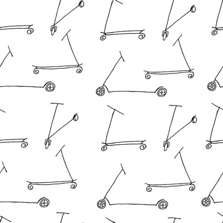 seamless pattern scooter background, simple design. doodle scooter. Vector hand drawn illustrationのイラスト素材