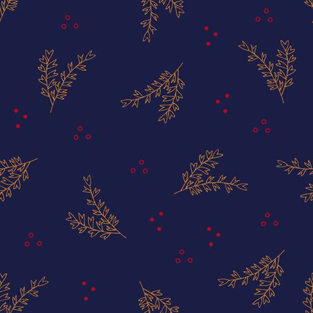 seamless pattern forest leaves hand drawn vector. autumnal garden leaf Isolated on white background. Botanical forest plants or september october tree foliageのイラスト素材