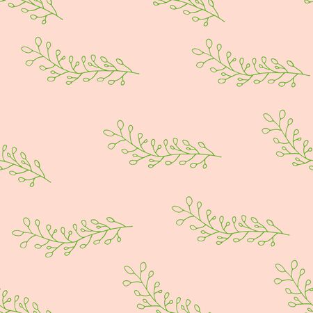 seamless pattern forest leaves hand drawn vector. autumnal garden leaf Isolated on white background. Botanical forest plants or september october tree foliageのイラスト素材