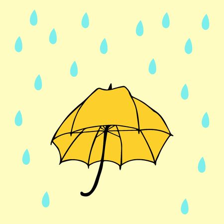 Umbrella with rain vector illustration. Umbrella for decoration design. umbrella for concept design. Creative vector concept.のイラスト素材