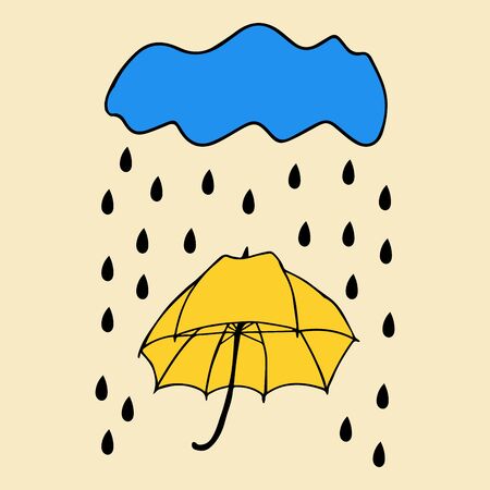 Umbrella with cloud and rain vector illustration. Umbrella for decoration design. umbrella for concept design. Creative vector concept.のイラスト素材