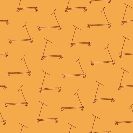 seamless pattern scooter background, simple design. doodle scooter. Vector hand drawn illustrationのイラスト素材