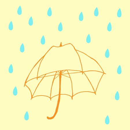 Umbrella with rain vector illustration. Umbrella for decoration design. umbrella for concept design. Creative vector concept.のイラスト素材