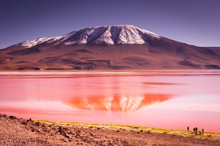 Mountains of Bolivia, altiplano, desert and green landscapes, trees and rocks, sand and water, sky and earth. Beautiful views of South America.の写真素材