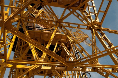 Old crane at the Port of Buenos Aires, made of metal and woodの写真素材