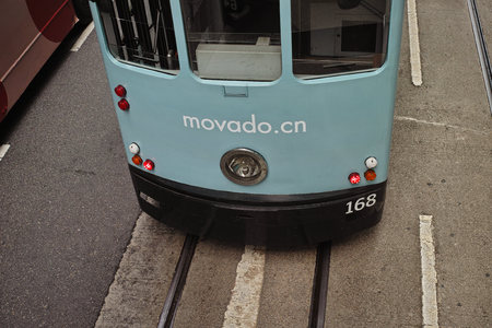 View of the tram tracks. Tram is the fastest and cheapest way to travel to Hong Kong. Hong Kong Special Administrative Region of the People's Republic of China, is a city on the southern coast of China at the Pearl River Estuary and the South China Seaのeditorial素材