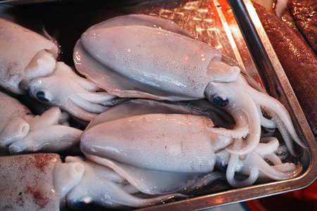 Seafood at the fish marketの写真素材