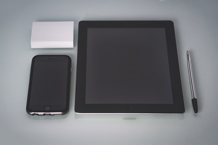 set of necessary devices for business, Attractive design of gadgets to create websiteの写真素材