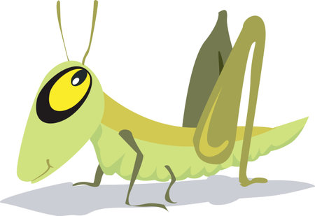 Illustration of a yellow eyed grasshopper wooing with eyes open	