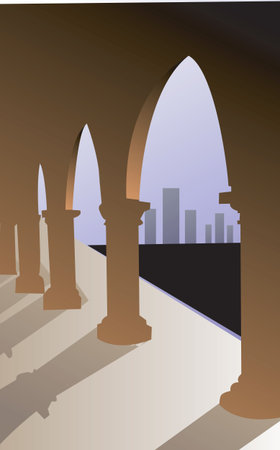 Illustration of u shaped pillars with shadow.の写真素材