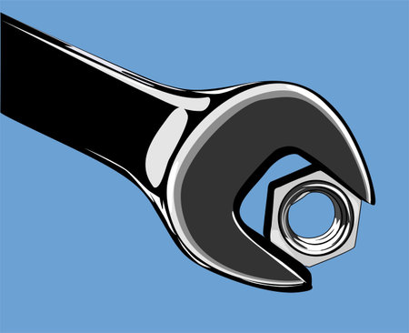 Illustration of spanner head with metallic nut	の写真素材