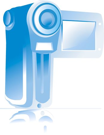 Illustration of a blue handicam	の写真素材