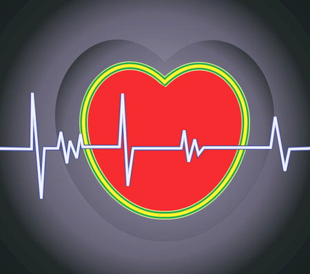 Illustration of a heart and heart pulses	