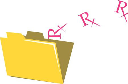 Illustration of a folder and prescription symbols	の写真素材
