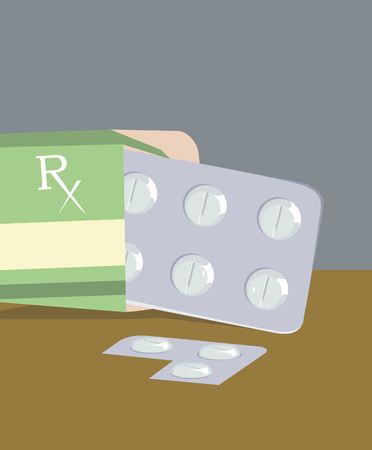 Illustration of medicines in a packet	の写真素材