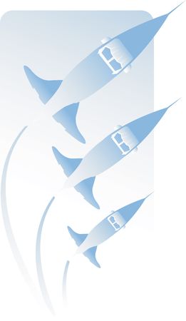 Illustration of three rockets in airの写真素材
